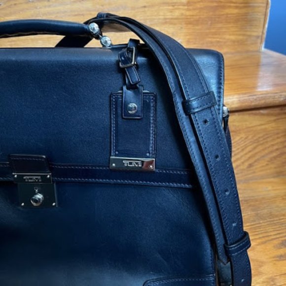Rare Navy Leather Tumi Astor Dorilton Briefcase Laptop Bag - Picture 2 of 8